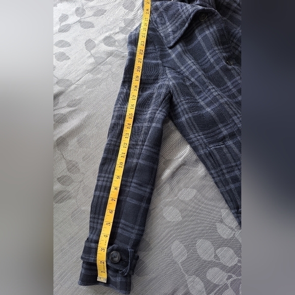 Daniel Hechter Paris navy blue plaid coat jacket trench - Picture 14 of 15